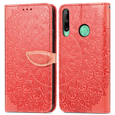 Custodia Portafoglio In Pelle Fantasia Modello Cover con Supporto S04D per Huawei Y7p Rosso