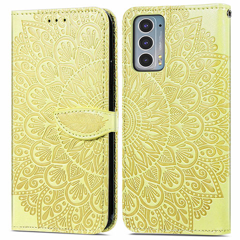 Custodia Portafoglio In Pelle Fantasia Modello Cover con Supporto S04D per Motorola Moto Edge 20 5G Giallo