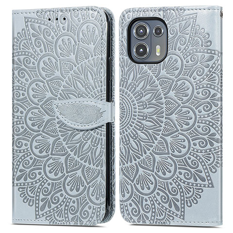 Custodia Portafoglio In Pelle Fantasia Modello Cover con Supporto S04D per Motorola Moto Edge 20 Lite 5G Grigio