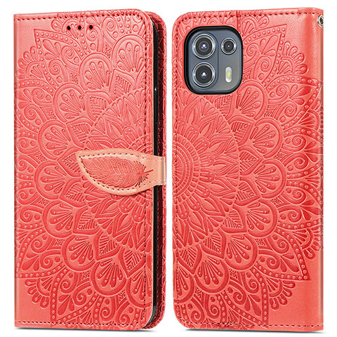 Custodia Portafoglio In Pelle Fantasia Modello Cover con Supporto S04D per Motorola Moto Edge 20 Lite 5G Rosso