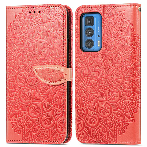 Custodia Portafoglio In Pelle Fantasia Modello Cover con Supporto S04D per Motorola Moto Edge 20 Pro 5G Rosso