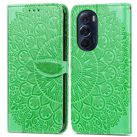 Custodia Portafoglio In Pelle Fantasia Modello Cover con Supporto S04D per Motorola Moto Edge 30 Pro 5G Verde