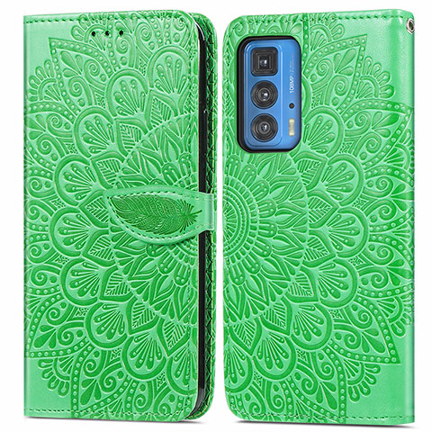 Custodia Portafoglio In Pelle Fantasia Modello Cover con Supporto S04D per Motorola Moto Edge S Pro 5G Verde