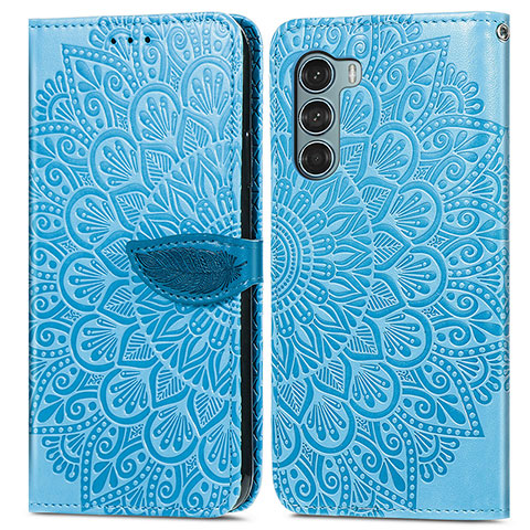 Custodia Portafoglio In Pelle Fantasia Modello Cover con Supporto S04D per Motorola Moto Edge S30 5G Blu