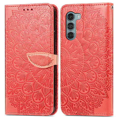 Custodia Portafoglio In Pelle Fantasia Modello Cover con Supporto S04D per Motorola Moto Edge S30 5G Rosso