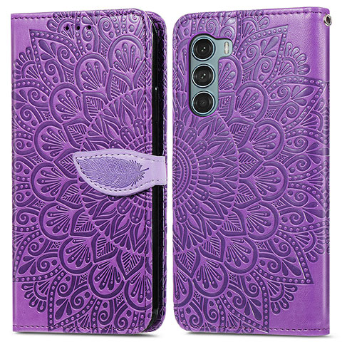 Custodia Portafoglio In Pelle Fantasia Modello Cover con Supporto S04D per Motorola Moto Edge S30 5G Viola