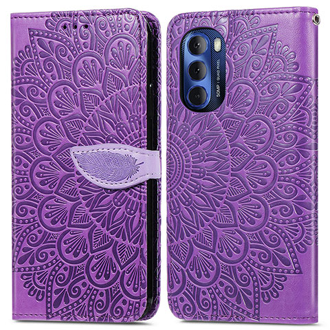 Custodia Portafoglio In Pelle Fantasia Modello Cover con Supporto S04D per Motorola Moto G Stylus (2022) 5G Viola