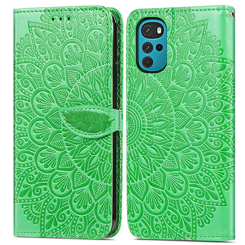 Custodia Portafoglio In Pelle Fantasia Modello Cover con Supporto S04D per Motorola Moto G22 Verde