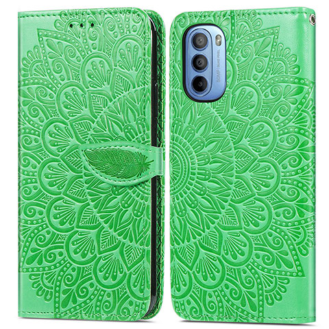 Custodia Portafoglio In Pelle Fantasia Modello Cover con Supporto S04D per Motorola Moto G31 Verde