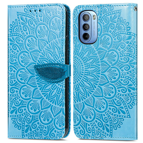 Custodia Portafoglio In Pelle Fantasia Modello Cover con Supporto S04D per Motorola Moto G41 Blu