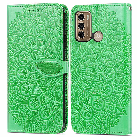 Custodia Portafoglio In Pelle Fantasia Modello Cover con Supporto S04D per Motorola Moto G60 Verde