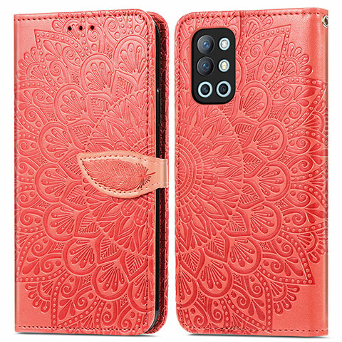 Custodia Portafoglio In Pelle Fantasia Modello Cover con Supporto S04D per OnePlus 9R 5G Rosso