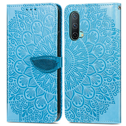 Custodia Portafoglio In Pelle Fantasia Modello Cover con Supporto S04D per OnePlus Nord CE 5G Blu