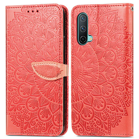 Custodia Portafoglio In Pelle Fantasia Modello Cover con Supporto S04D per OnePlus Nord CE 5G Rosso