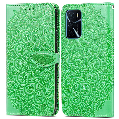 Custodia Portafoglio In Pelle Fantasia Modello Cover con Supporto S04D per Oppo A16 Verde