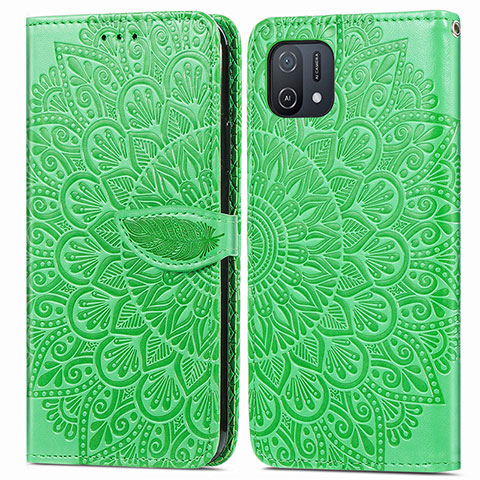 Custodia Portafoglio In Pelle Fantasia Modello Cover con Supporto S04D per Oppo A16e Verde