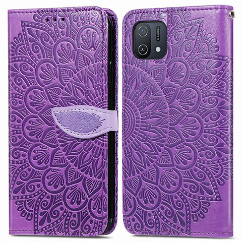 Custodia Portafoglio In Pelle Fantasia Modello Cover con Supporto S04D per Oppo A16K Viola