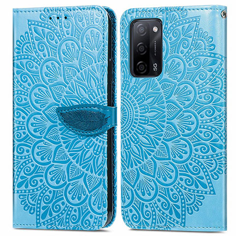 Custodia Portafoglio In Pelle Fantasia Modello Cover con Supporto S04D per Oppo A53s 5G Blu