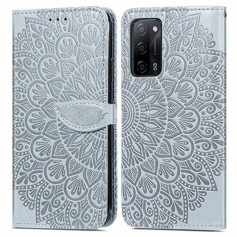 Custodia Portafoglio In Pelle Fantasia Modello Cover con Supporto S04D per Oppo A53s 5G Grigio