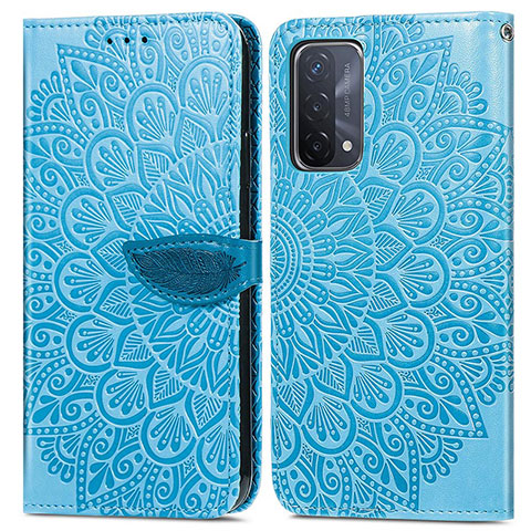 Custodia Portafoglio In Pelle Fantasia Modello Cover con Supporto S04D per Oppo A54 5G Blu