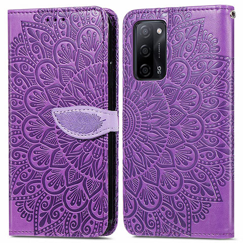 Custodia Portafoglio In Pelle Fantasia Modello Cover con Supporto S04D per Oppo A55 5G Viola