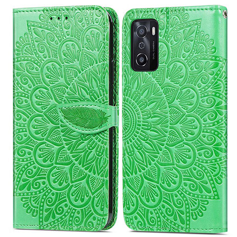 Custodia Portafoglio In Pelle Fantasia Modello Cover con Supporto S04D per Oppo A55S 5G Verde