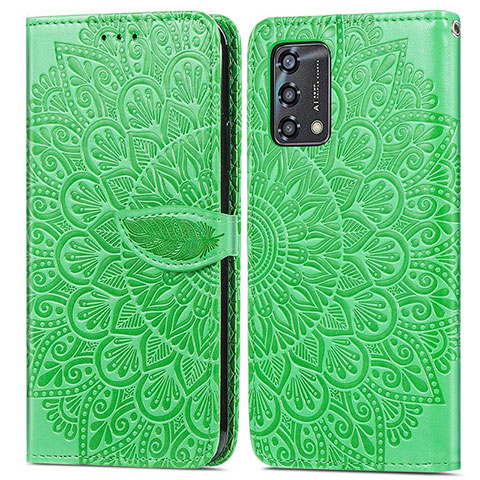 Custodia Portafoglio In Pelle Fantasia Modello Cover con Supporto S04D per Oppo A74 4G Verde