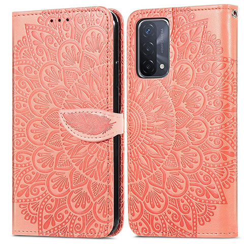 Custodia Portafoglio In Pelle Fantasia Modello Cover con Supporto S04D per Oppo A93 5G Arancione