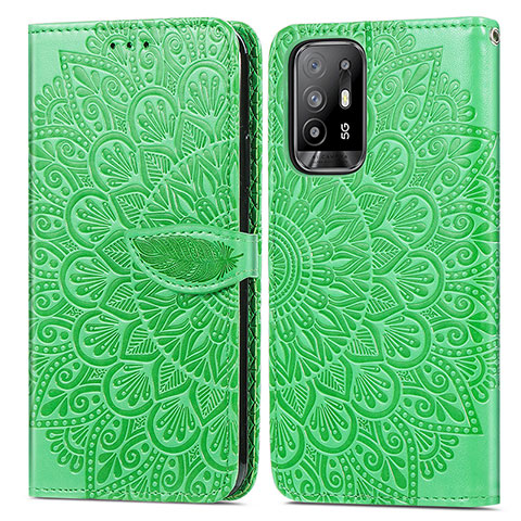 Custodia Portafoglio In Pelle Fantasia Modello Cover con Supporto S04D per Oppo A95 5G Verde