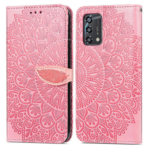 Custodia Portafoglio In Pelle Fantasia Modello Cover con Supporto S04D per Oppo F19s Oro Rosa