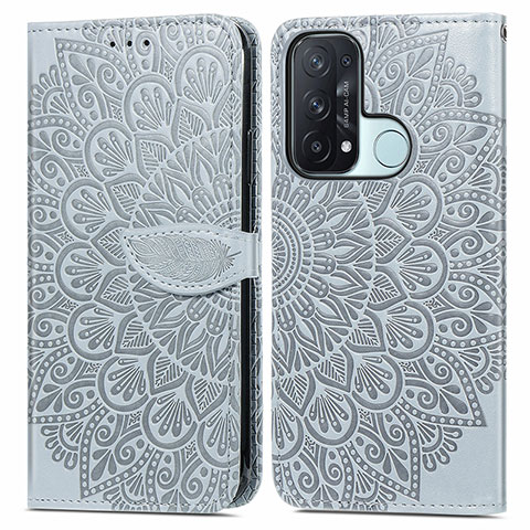 Custodia Portafoglio In Pelle Fantasia Modello Cover con Supporto S04D per Oppo Reno5 A Grigio