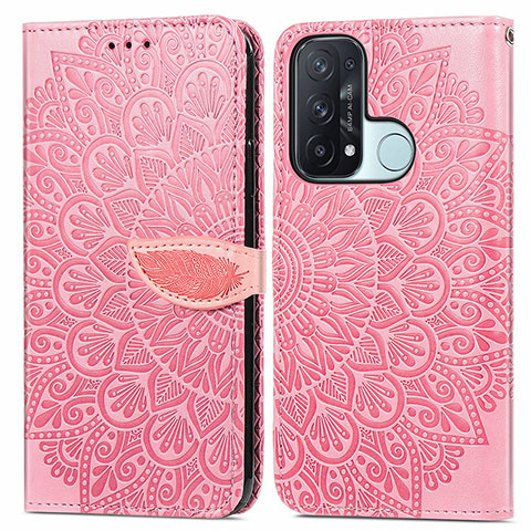 Custodia Portafoglio In Pelle Fantasia Modello Cover con Supporto S04D per Oppo Reno5 A Oro Rosa