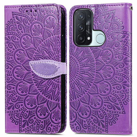 Custodia Portafoglio In Pelle Fantasia Modello Cover con Supporto S04D per Oppo Reno5 A Viola