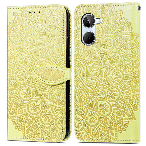 Custodia Portafoglio In Pelle Fantasia Modello Cover con Supporto S04D per Realme 10 4G Giallo