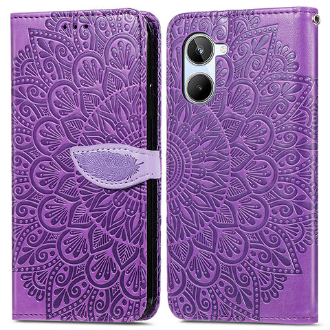 Custodia Portafoglio In Pelle Fantasia Modello Cover con Supporto S04D per Realme 10 4G Viola