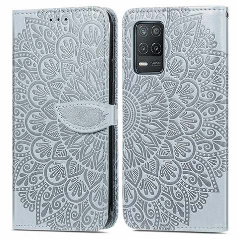 Custodia Portafoglio In Pelle Fantasia Modello Cover con Supporto S04D per Realme 8 5G Grigio