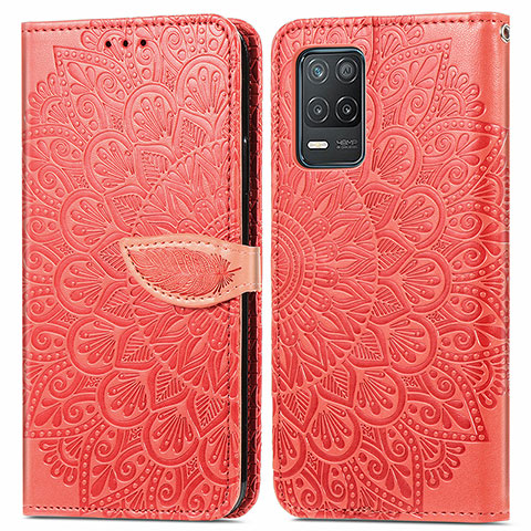 Custodia Portafoglio In Pelle Fantasia Modello Cover con Supporto S04D per Realme 8 5G Rosso