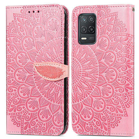 Custodia Portafoglio In Pelle Fantasia Modello Cover con Supporto S04D per Realme 8s 5G Oro Rosa