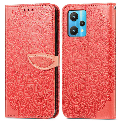 Custodia Portafoglio In Pelle Fantasia Modello Cover con Supporto S04D per Realme 9 4G Rosso