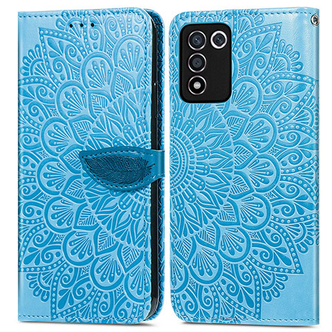 Custodia Portafoglio In Pelle Fantasia Modello Cover con Supporto S04D per Realme 9 SE 5G Blu