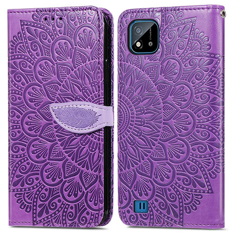 Custodia Portafoglio In Pelle Fantasia Modello Cover con Supporto S04D per Realme C11 (2021) Viola