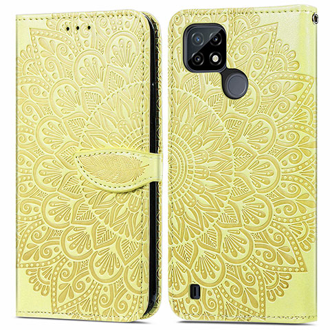 Custodia Portafoglio In Pelle Fantasia Modello Cover con Supporto S04D per Realme C21 Giallo