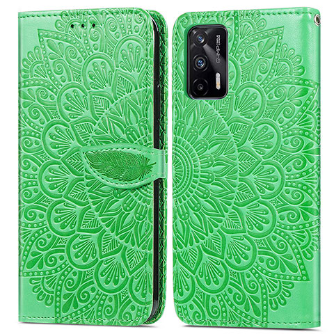 Custodia Portafoglio In Pelle Fantasia Modello Cover con Supporto S04D per Realme GT 5G Verde