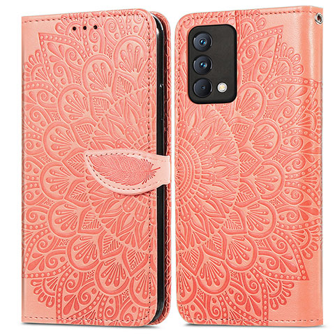 Custodia Portafoglio In Pelle Fantasia Modello Cover con Supporto S04D per Realme GT Master 5G Arancione