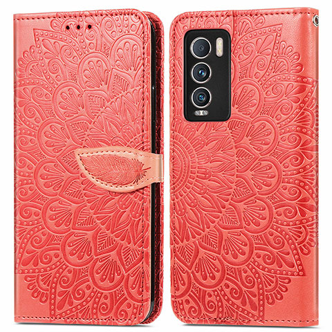 Custodia Portafoglio In Pelle Fantasia Modello Cover con Supporto S04D per Realme GT Master Explorer 5G Rosso