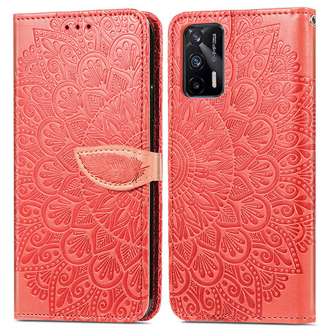 Custodia Portafoglio In Pelle Fantasia Modello Cover con Supporto S04D per Realme GT Neo 5G Rosso