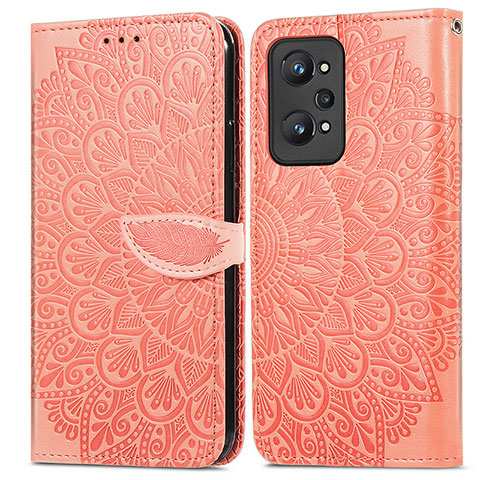 Custodia Portafoglio In Pelle Fantasia Modello Cover con Supporto S04D per Realme GT Neo2 5G Arancione