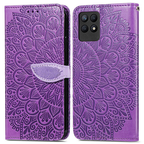 Custodia Portafoglio In Pelle Fantasia Modello Cover con Supporto S04D per Realme Narzo 50 4G Viola