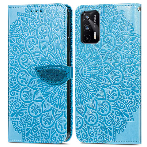 Custodia Portafoglio In Pelle Fantasia Modello Cover con Supporto S04D per Realme Q3 Pro 5G Blu