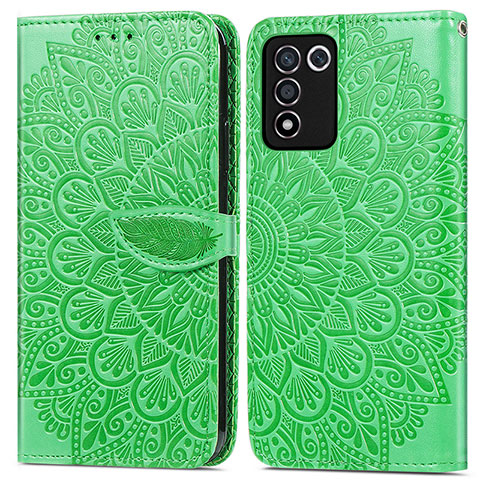 Custodia Portafoglio In Pelle Fantasia Modello Cover con Supporto S04D per Realme Q3s 5G Verde